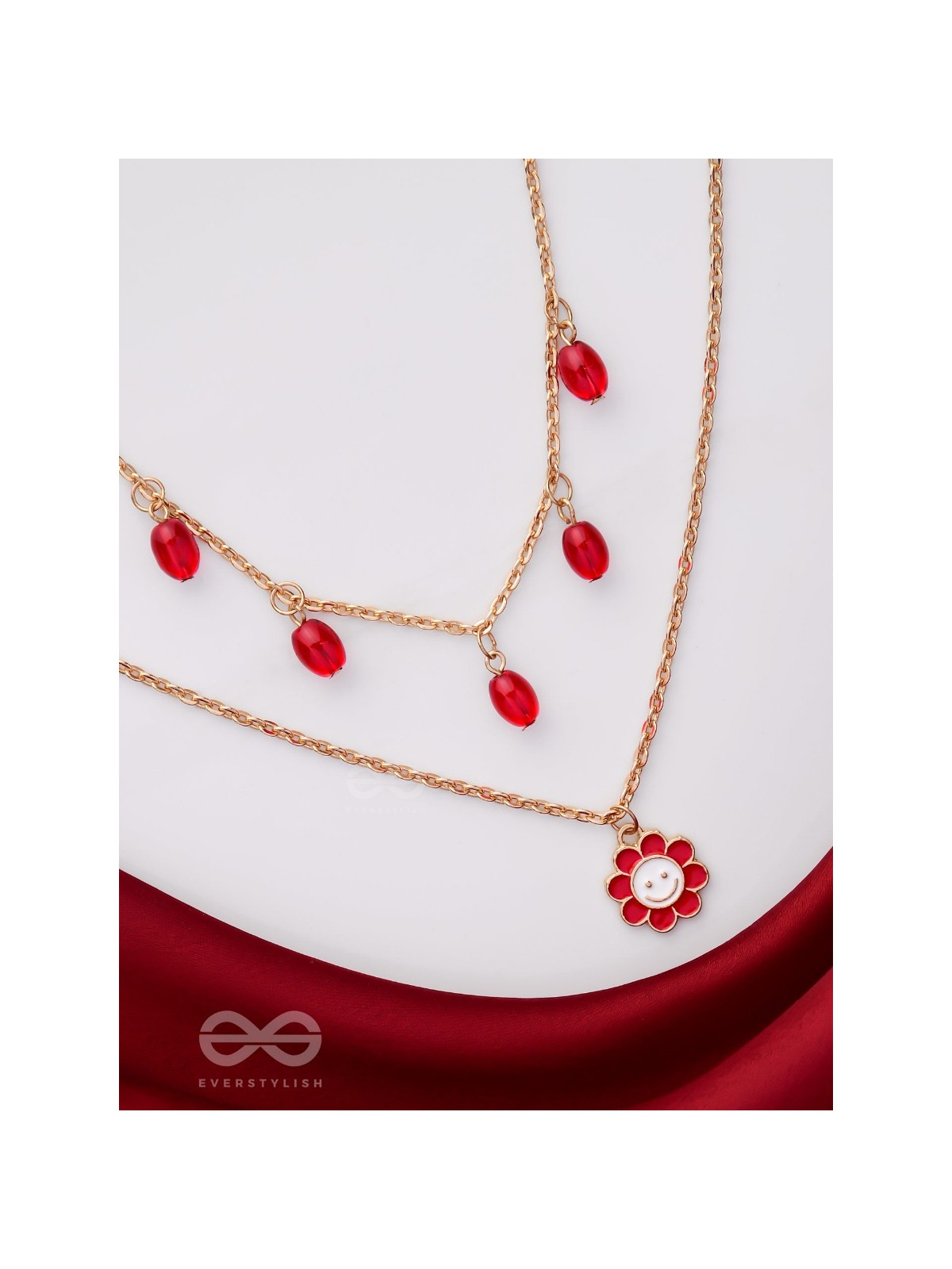 The Scarlet Sun- Golden Embellished Necklace With Anti-Tarnish Coating 