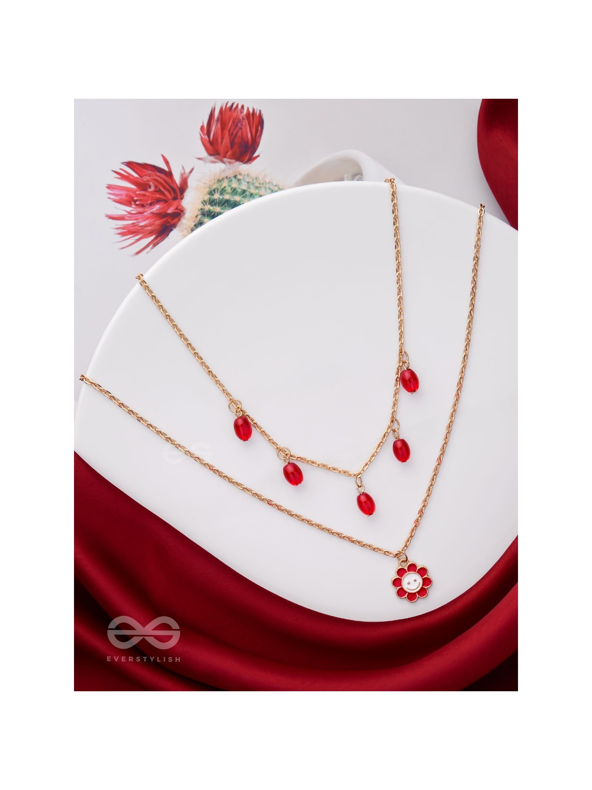 The Scarlet Sun- Golden Embellished Necklace With Anti-Tarnish Coating 