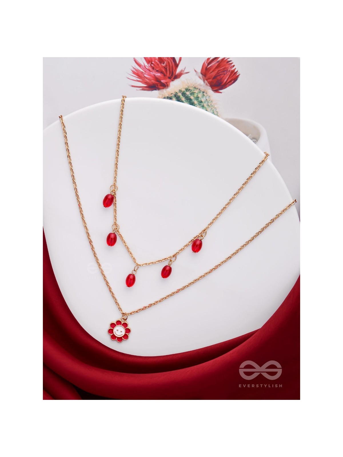 The Scarlet Sun- Golden Embellished Necklace With Anti-Tarnish Coating 