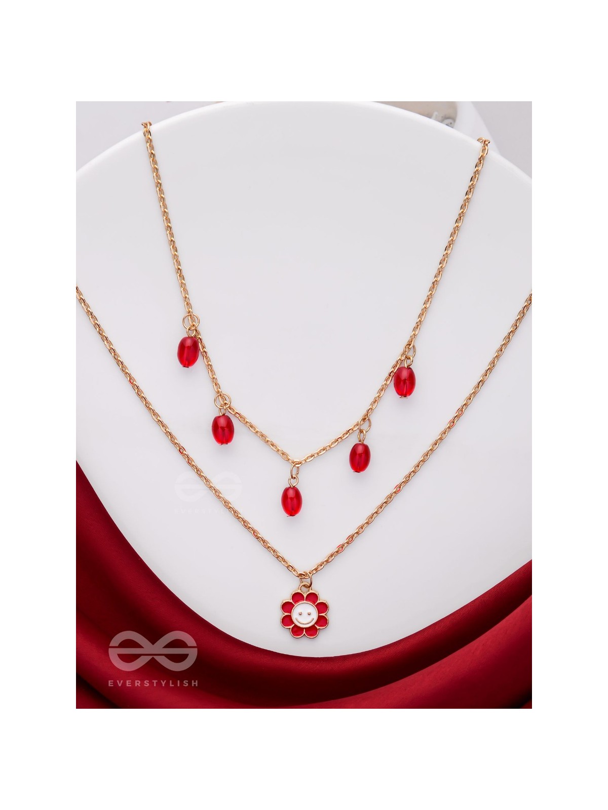 The Scarlet Sun- Golden Embellished Necklace With Anti-Tarnish Coating 