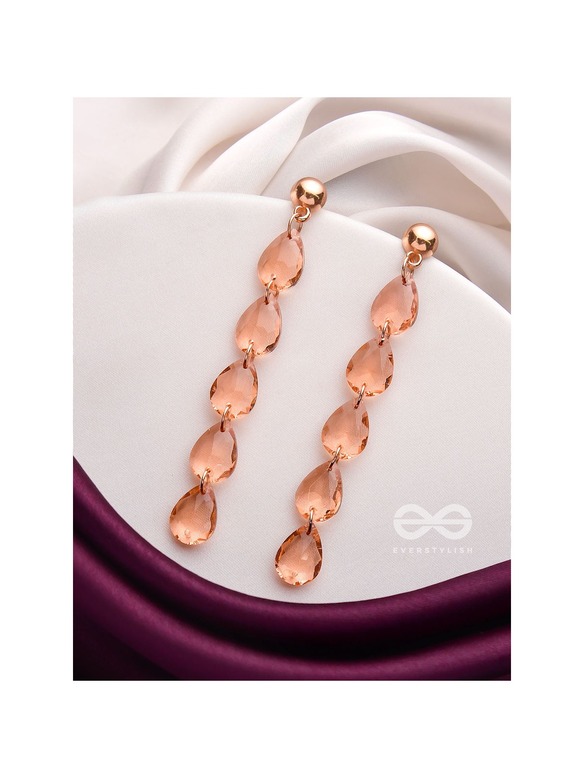 The Rose-Tinted Rains - Golden Embellished Earrings