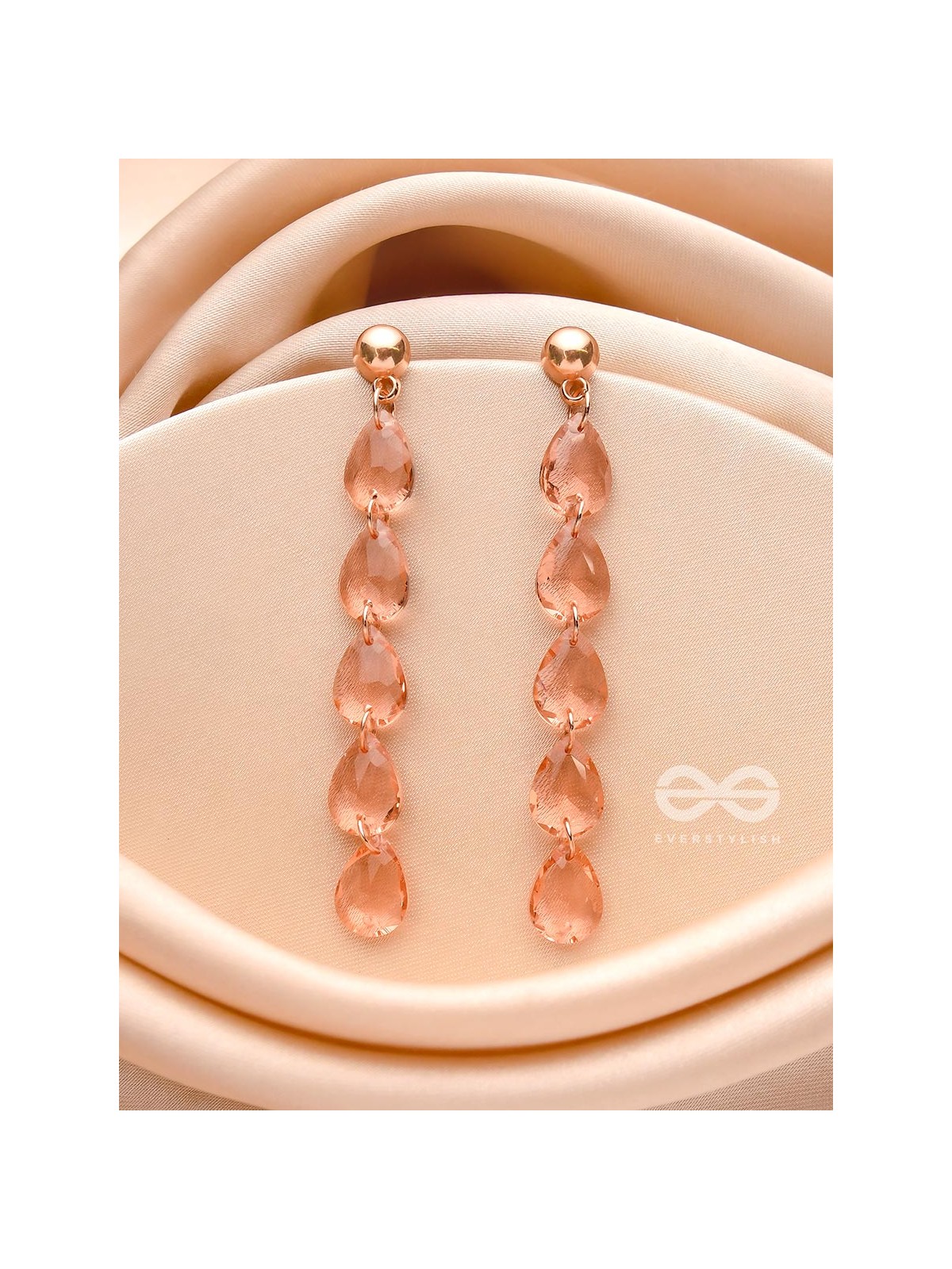 The Rose-Tinted Rains - Golden Embellished Earrings