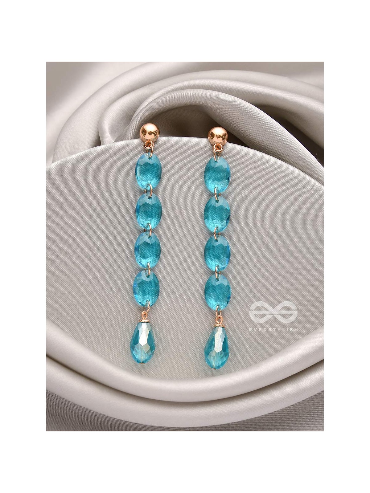 The Sapphire Seduction- Golden Embellished Earrings