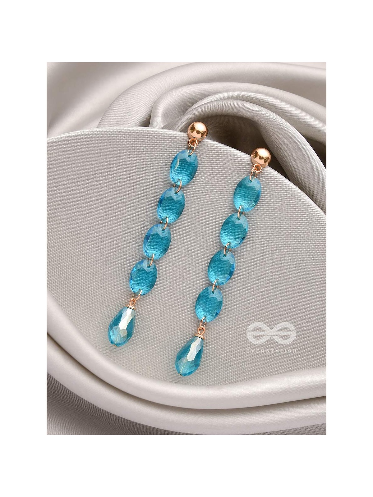 The Sapphire Seduction- Golden Embellished Earrings