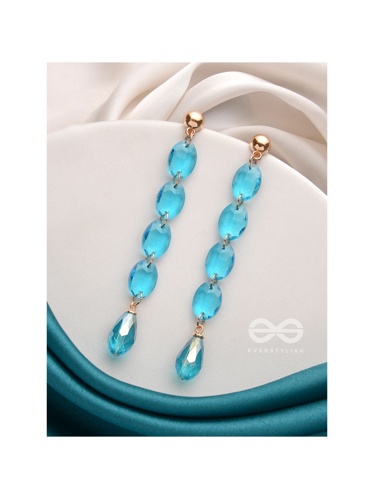 The Sapphire Seduction- Golden Embellished Earrings
