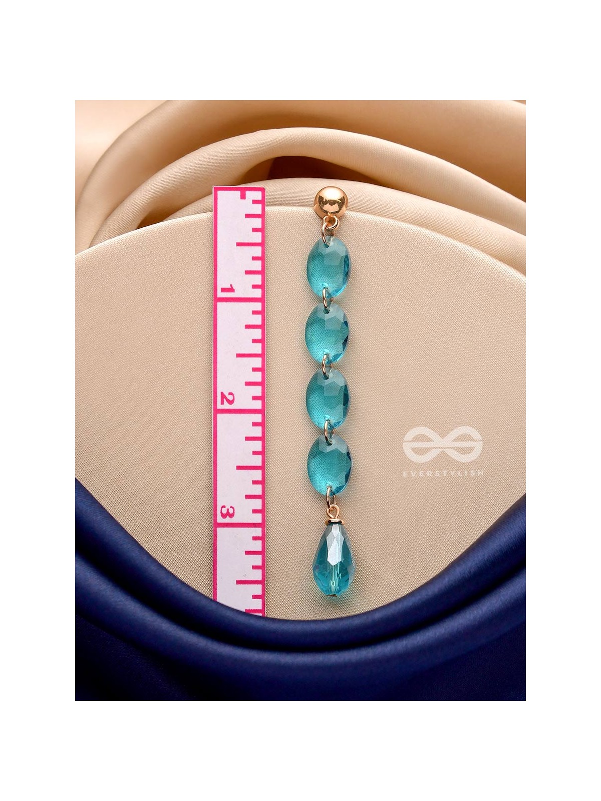 The Sapphire Seduction- Golden Embellished Earrings