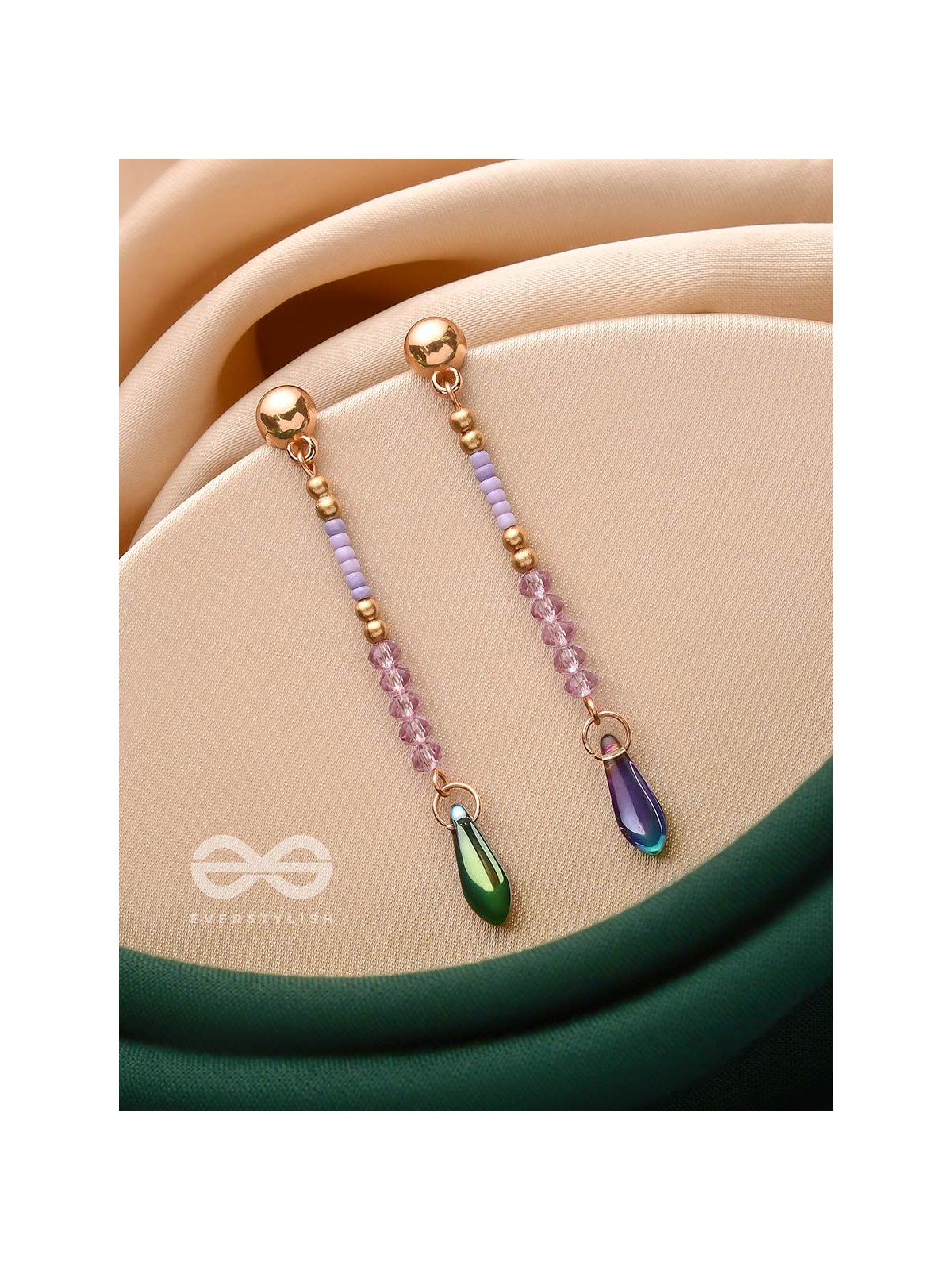 The Lavender Falls- Golden Embellished Earrings