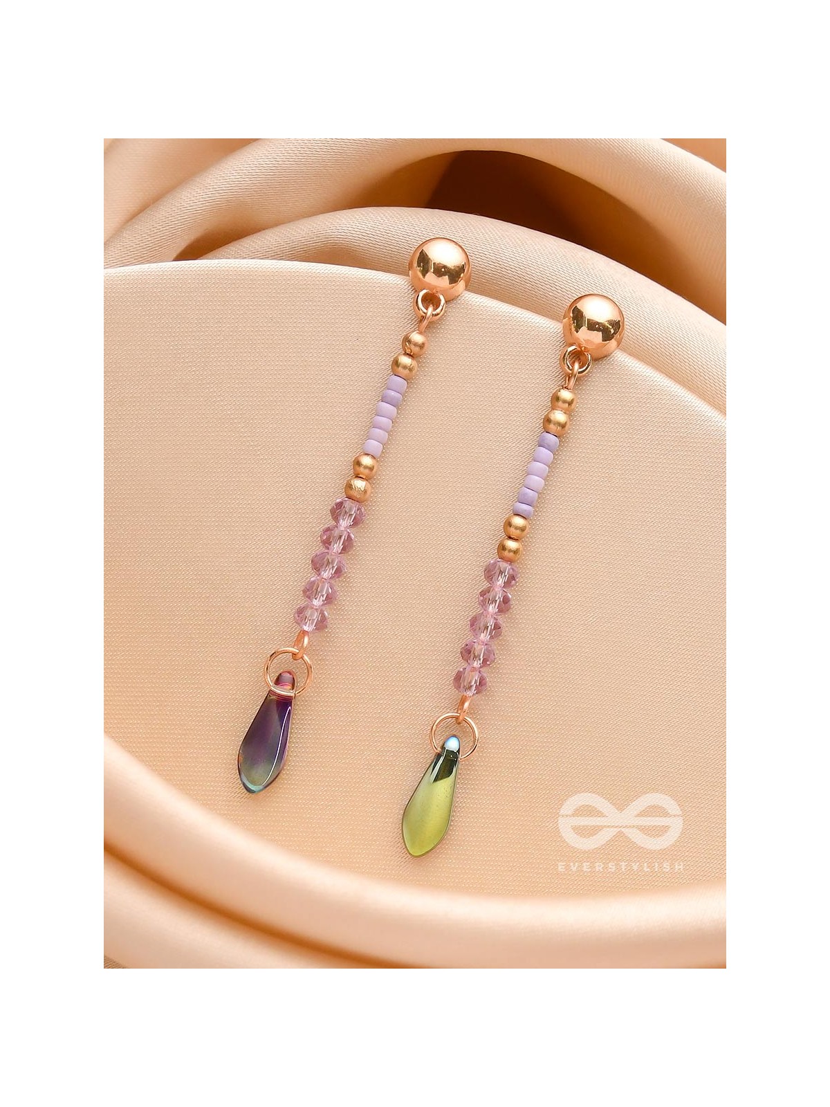 The Lavender Falls- Golden Embellished Earrings