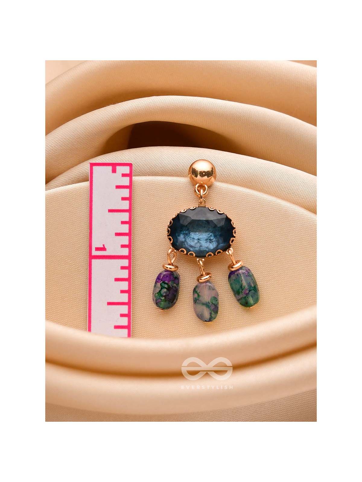 The Bonnie Blue- Golden Embellished Drop Earrings