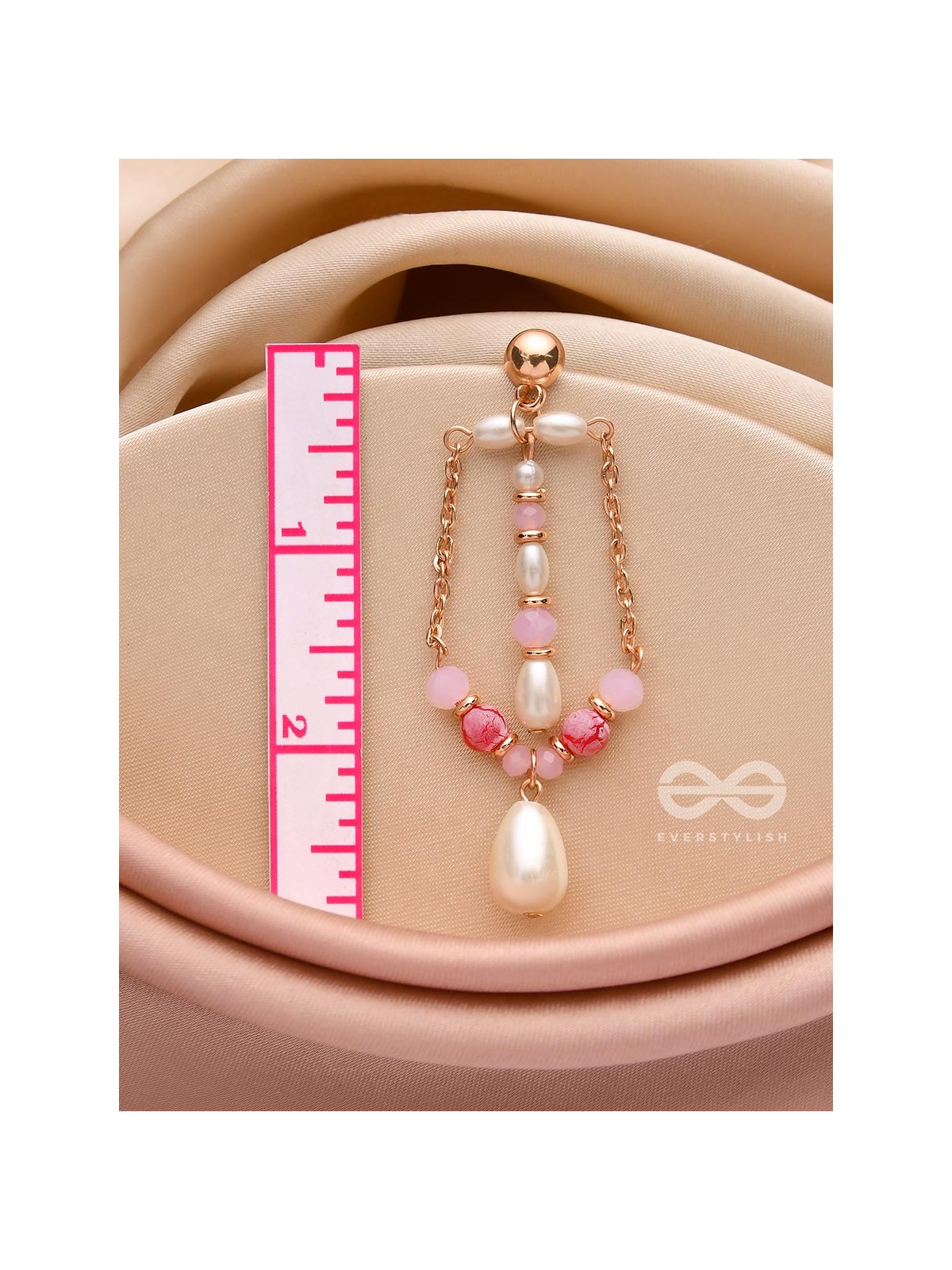 The Coral Carnations- Golden Pearl Dangler Earrings