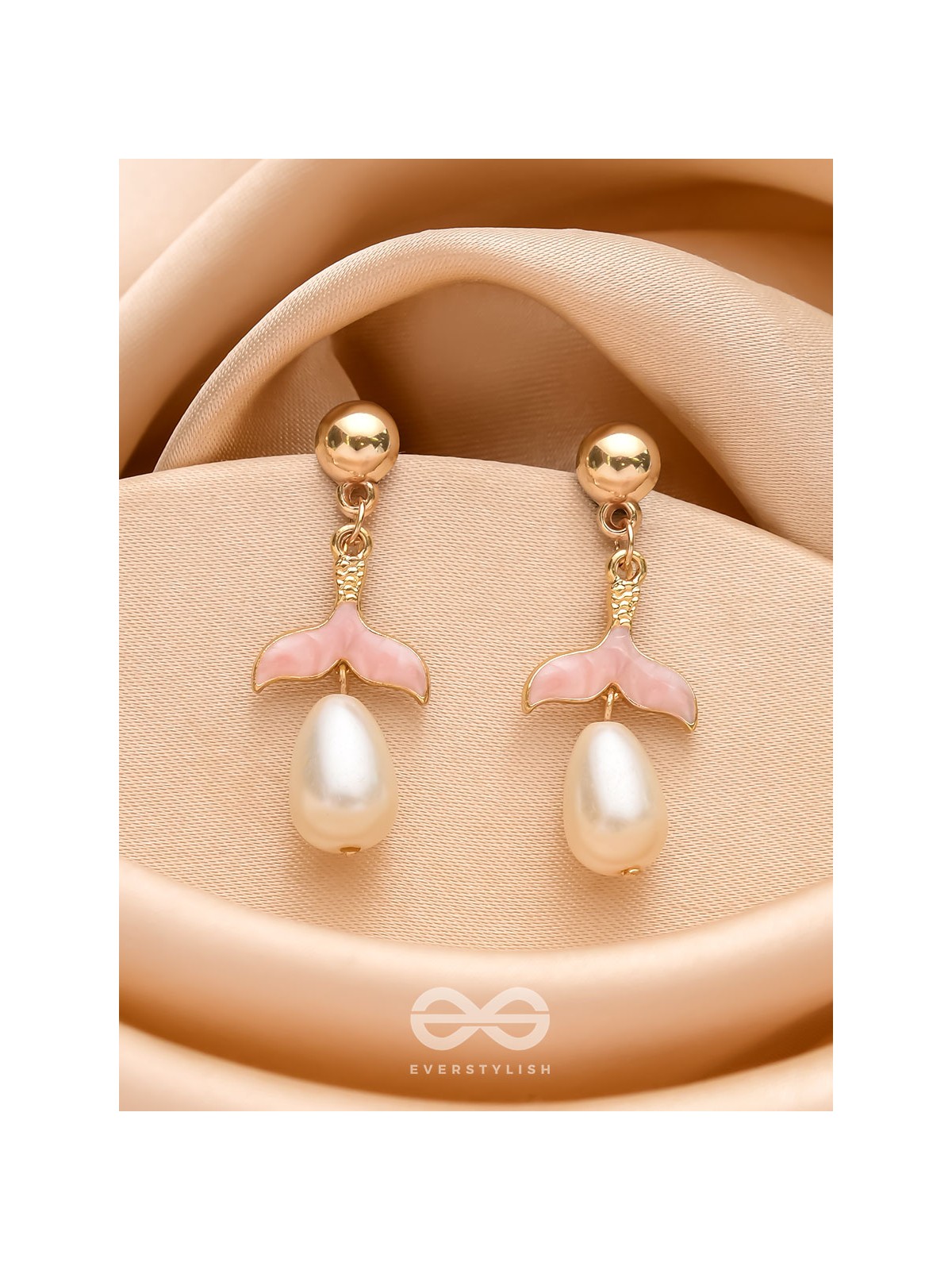 The Fin-tastic Pearls- Golden Pearl Earrings