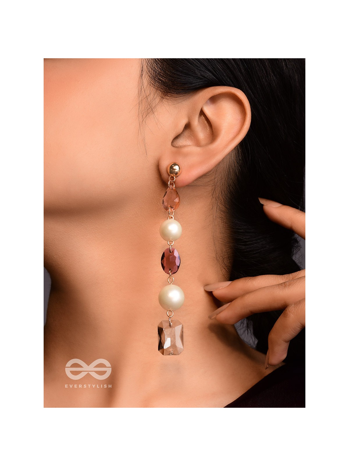 The Glam Squad- Golden Embellished Dangler Earrings