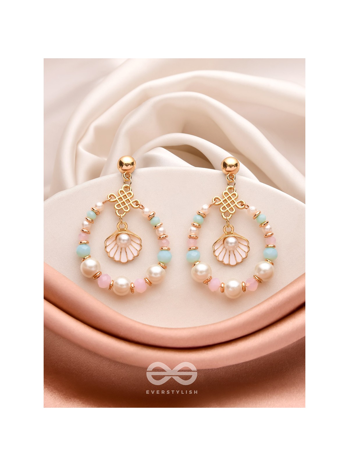 The Spunky Shell - Golden Embellished Earrings
