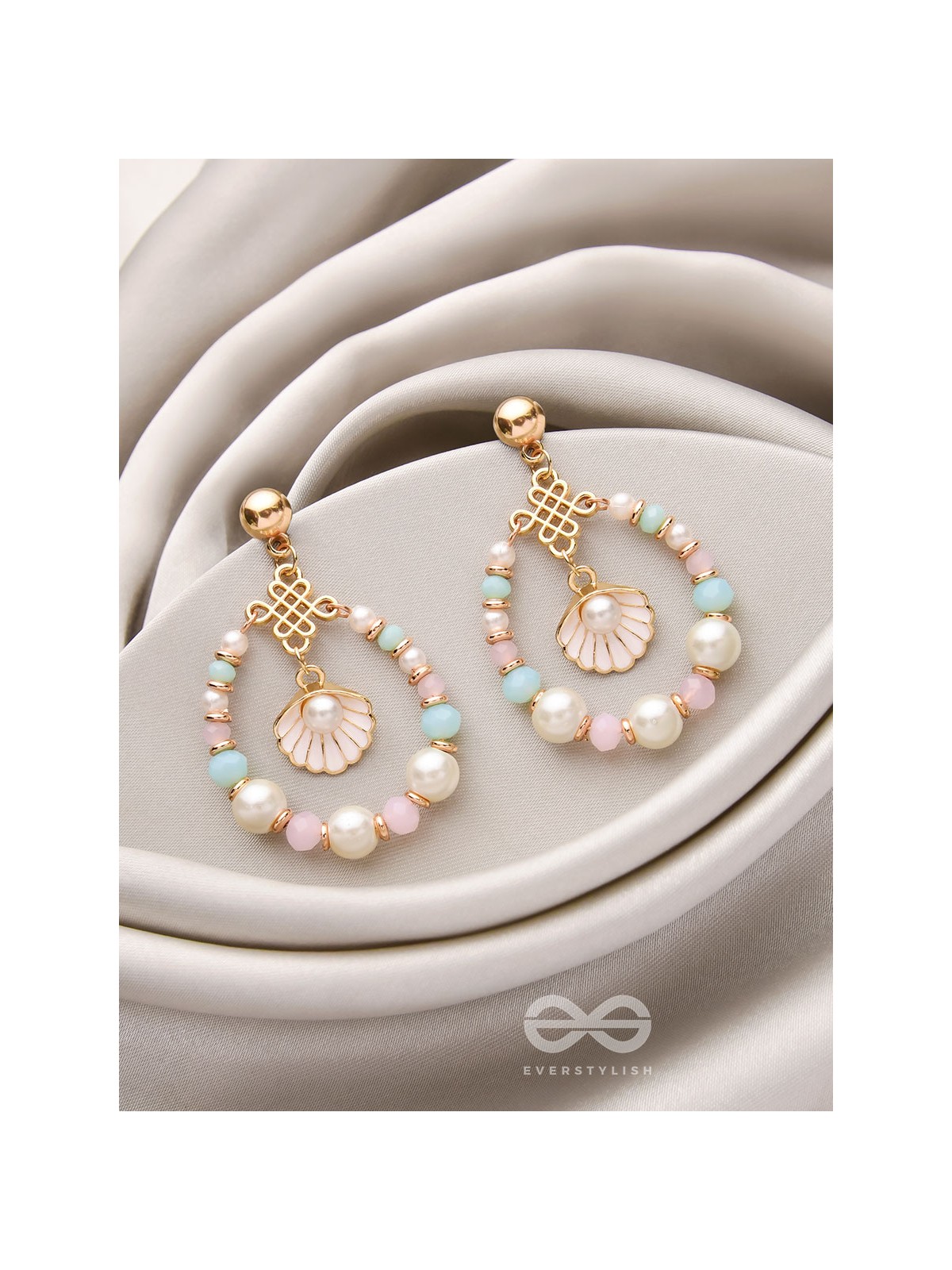 The Spunky Shell - Golden Embellished Earrings