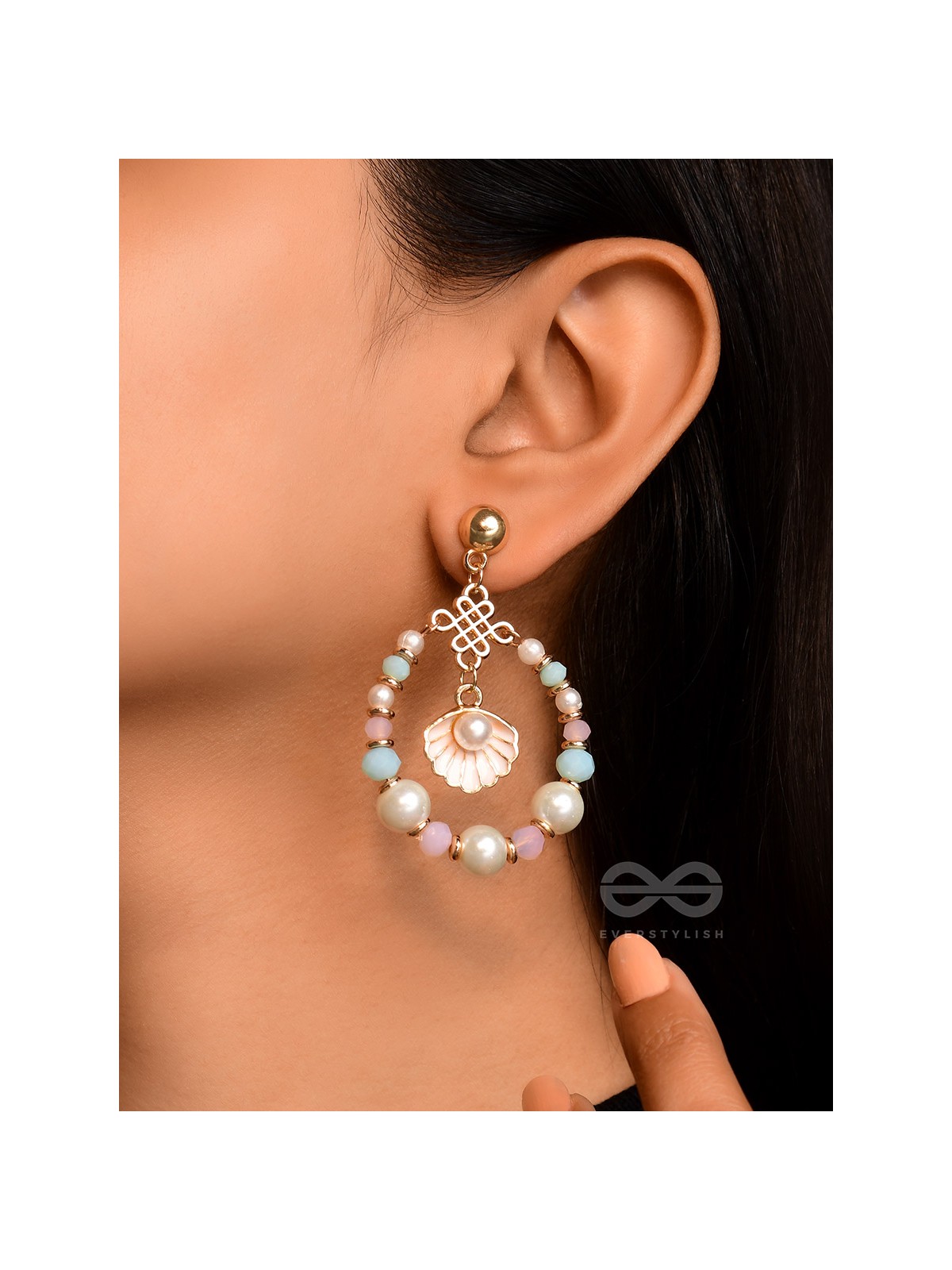 The Spunky Shell - Golden Embellished Earrings