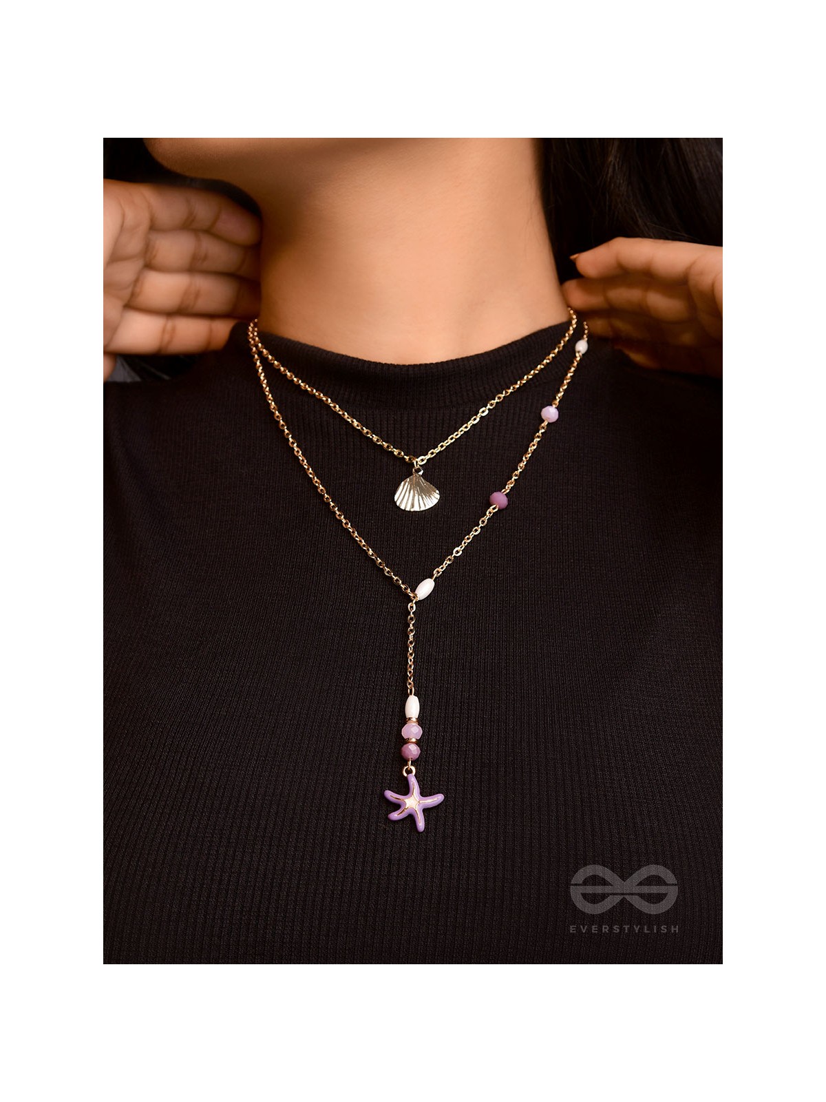 The Sea Of Charm- Golden Layered Necklace With Anti-Tarnish Coating 