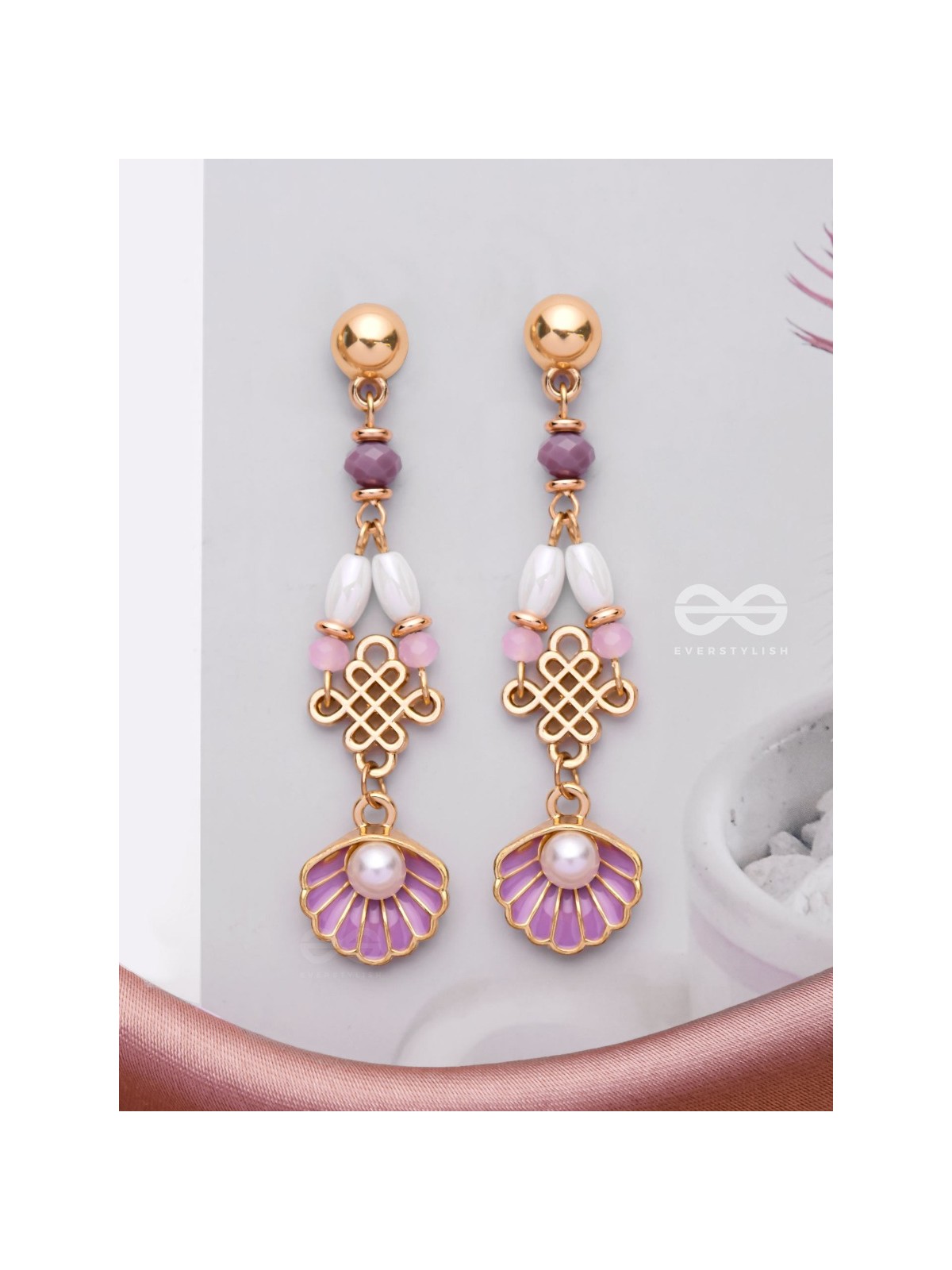 The 'Shell'bound- Golden Pearl Earrings