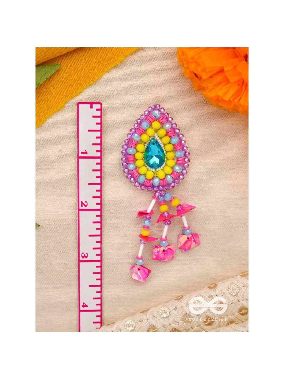 Samvarta - The Rain Cloud - Stone, Beads And Sequins Hand Embroidered Earrings