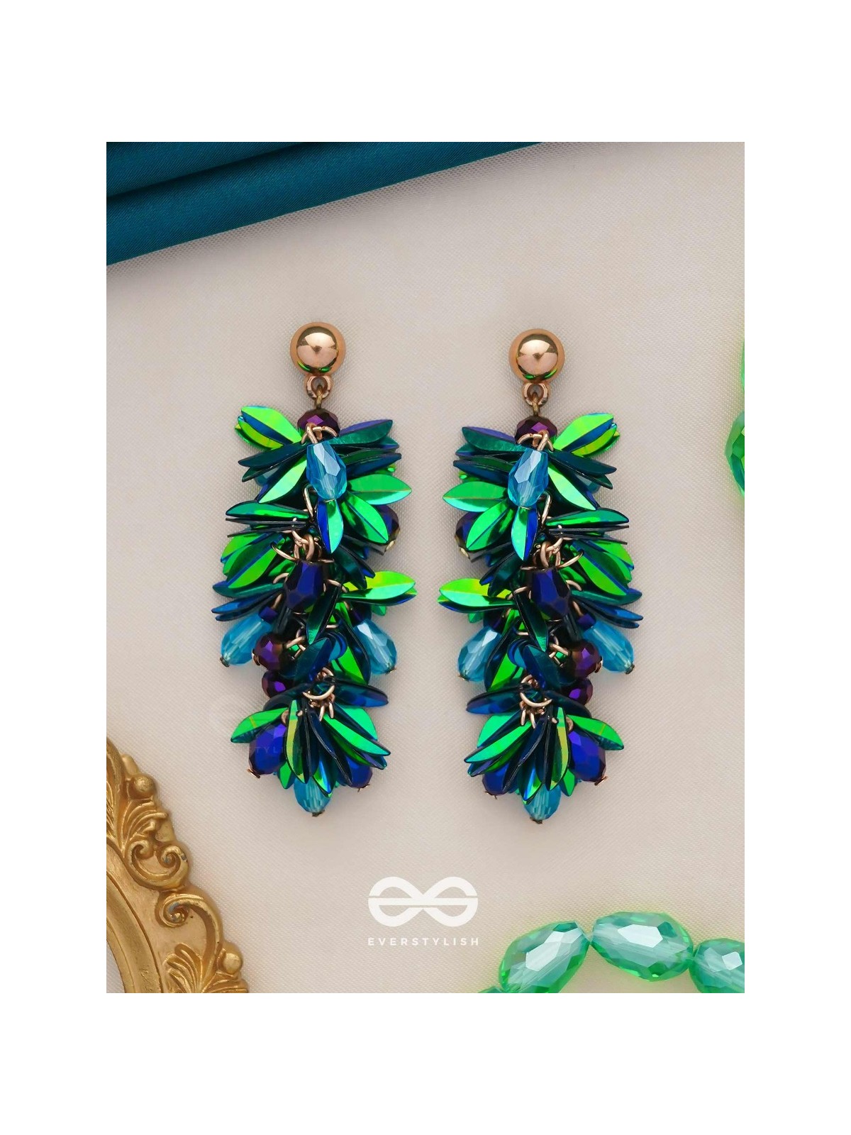 Priyala- The Dewy Bunch- Sequins & Glass Beads Embroidered Earrings