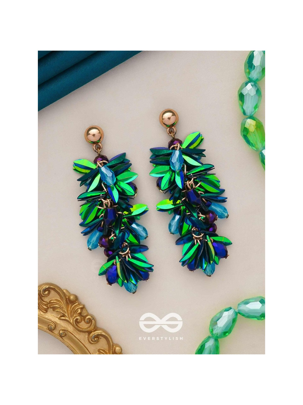 Priyala- The Dewy Bunch- Sequins & Glass Beads Embroidered Earrings