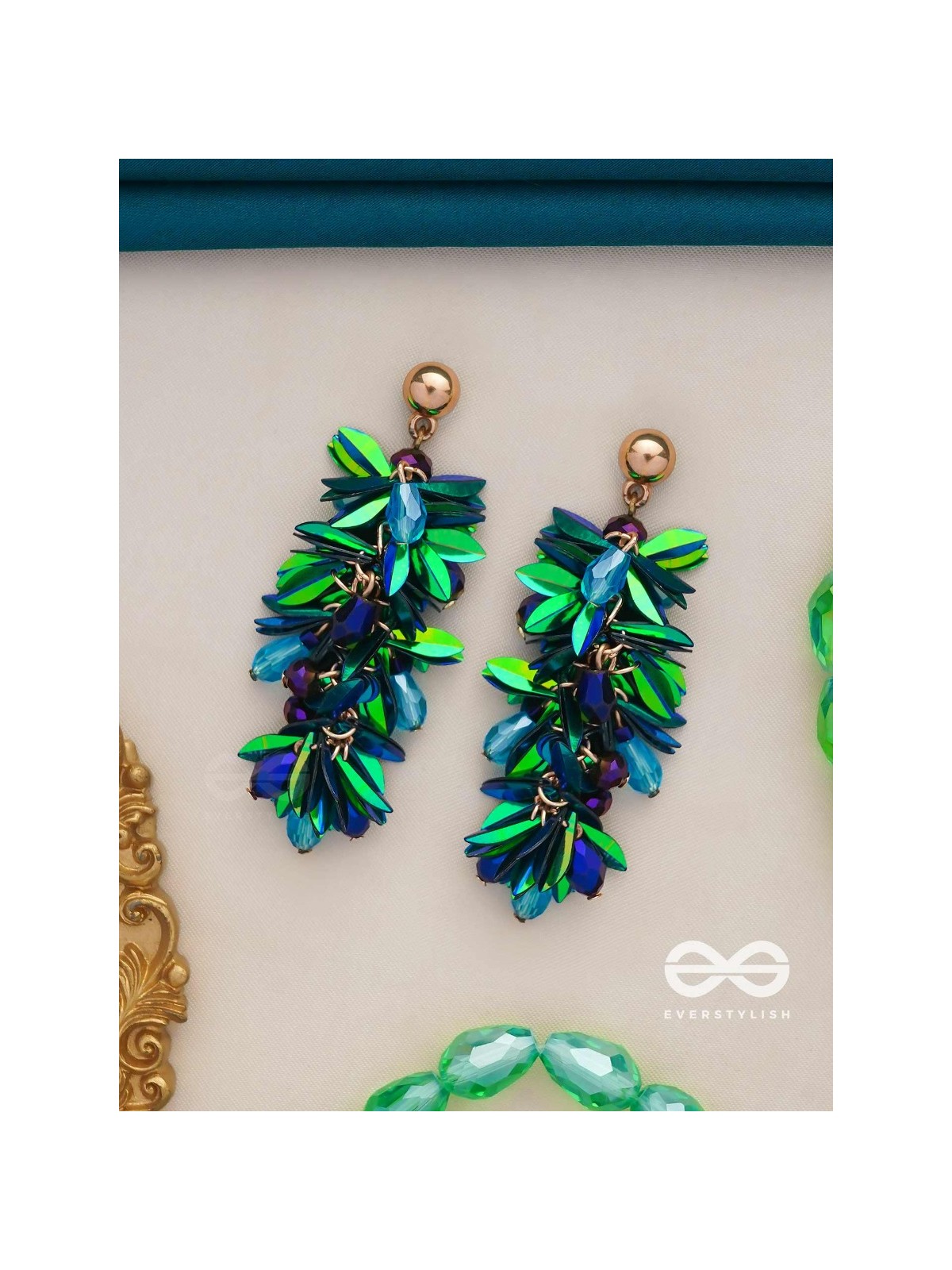 Priyala- The Dewy Bunch- Sequins & Glass Beads Embroidered Earrings