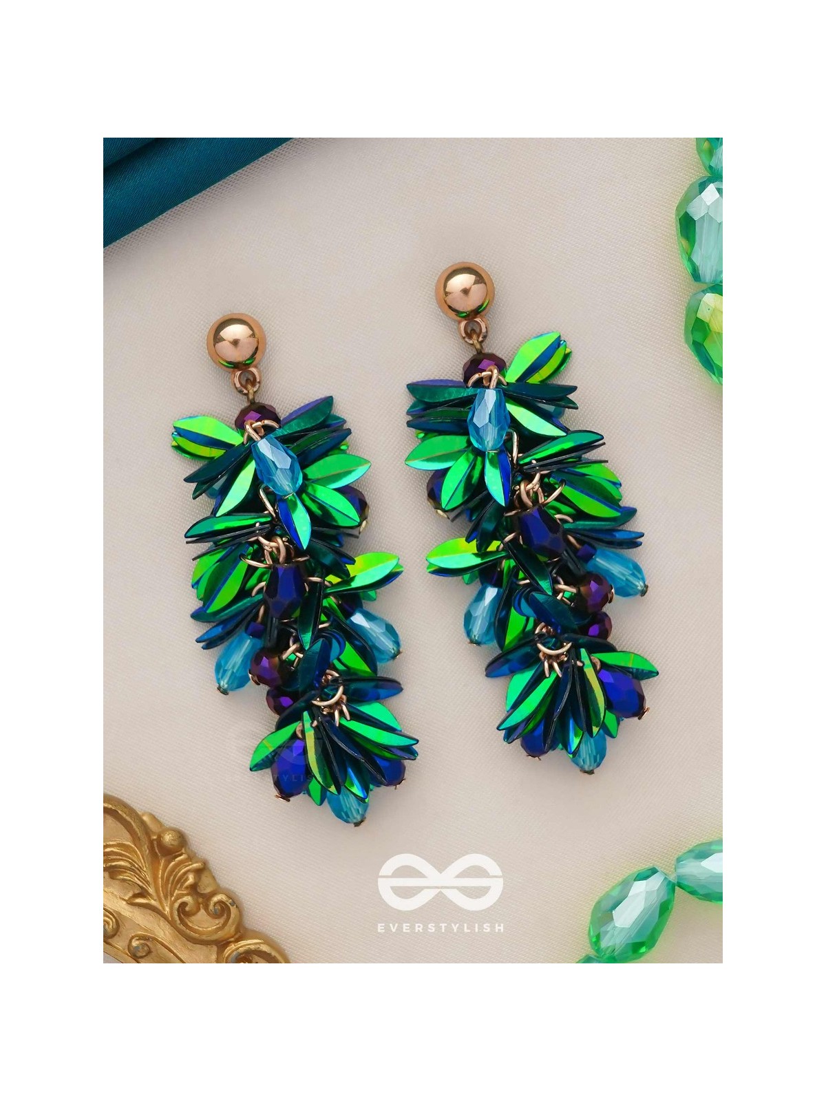 Priyala- The Dewy Bunch- Sequins & Glass Beads Embroidered Earrings