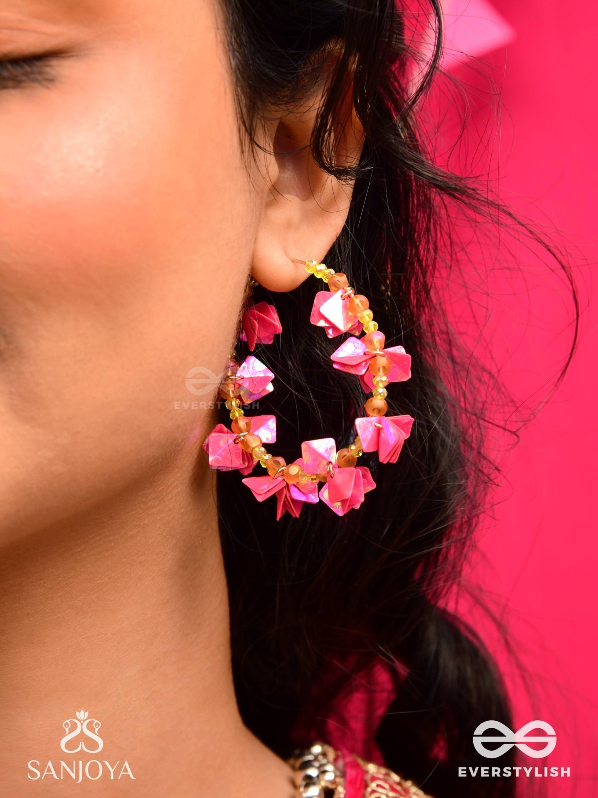 Srijas- The Flower-Garland- Sequins & Glass Beads Embroidered Earrings