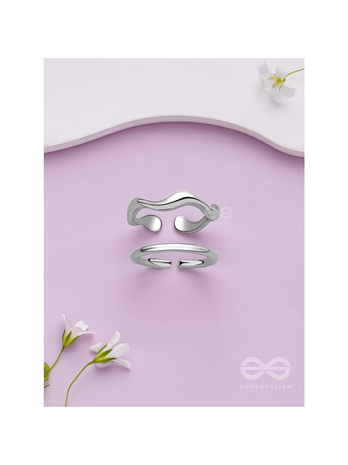 The Moonlit Trails- Silver Set of Two Rings