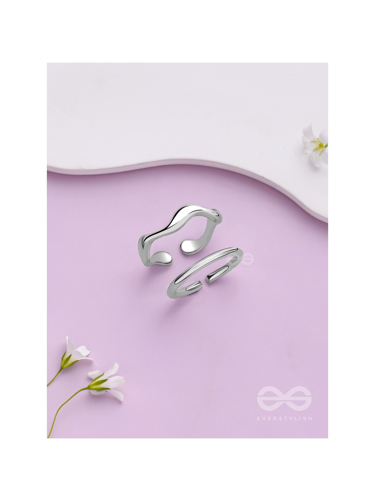 The Moonlit Trails- Silver Set of Two Rings