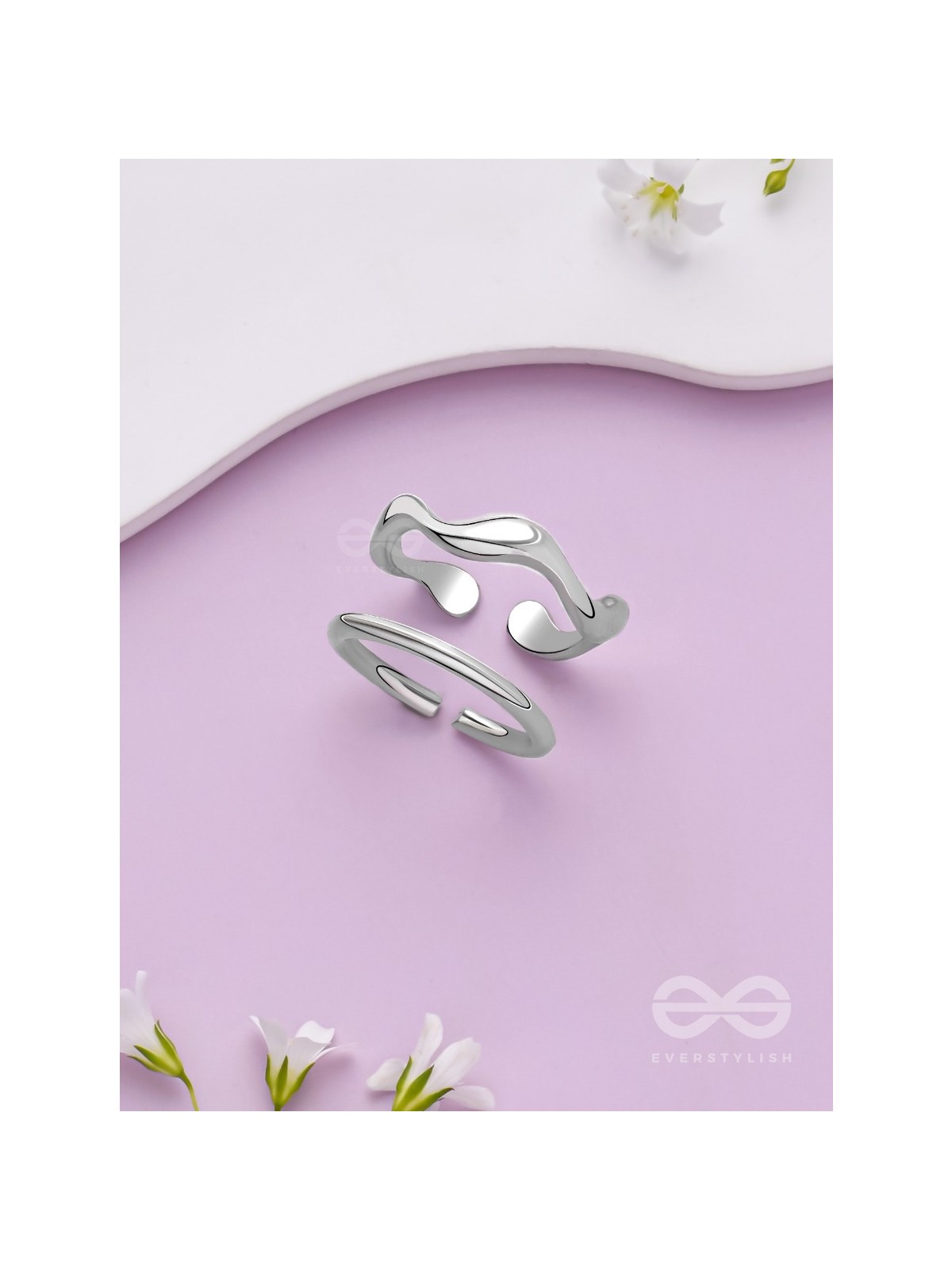 The Moonlit Trails- Silver Set of Two Rings