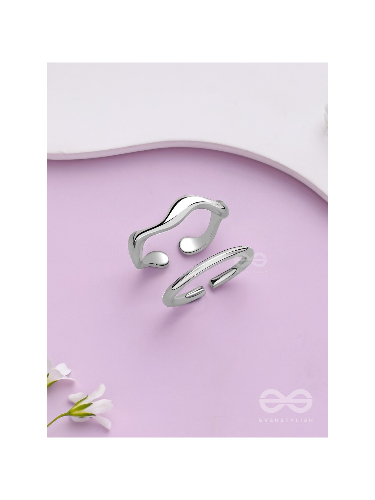 The Moonlit Trails- Silver Set of Two Rings