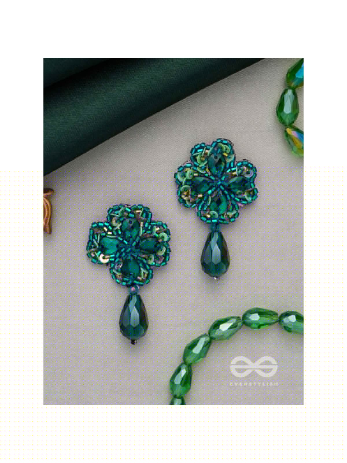 Shrona- The Luminescent Galaxy- Stones & Sequins Embroidered Earrings