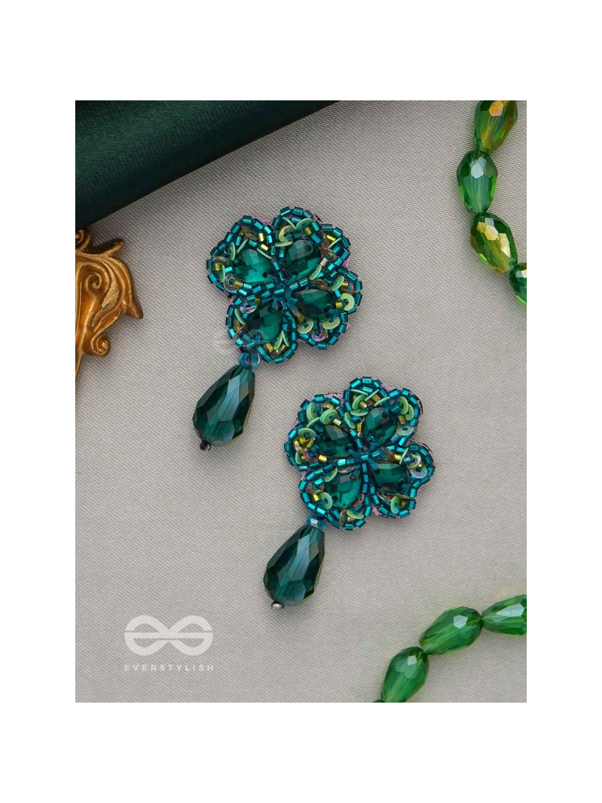 Shrona- The Luminescent Galaxy- Stones & Sequins Embroidered Earrings