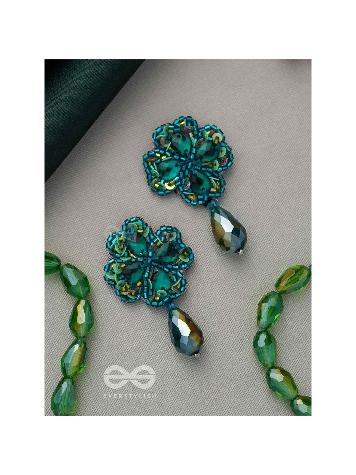 Shrona- The Luminescent Galaxy- Stones & Sequins Embroidered Earrings