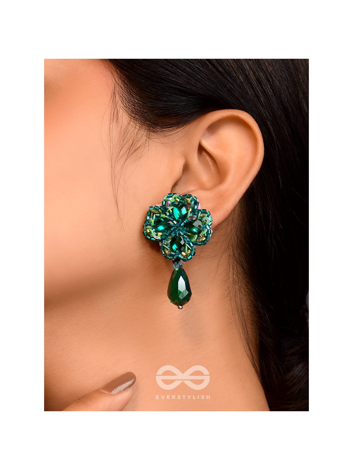 Shrona- The Luminescent Galaxy- Stones & Sequins Embroidered Earrings