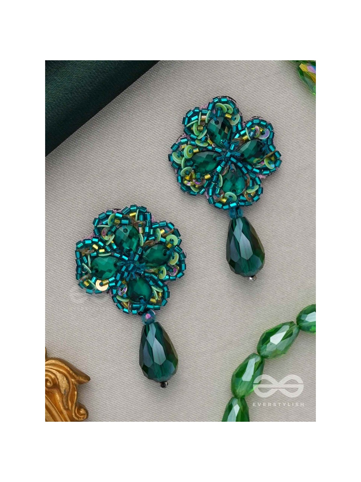 Shrona- The Luminescent Galaxy- Stones & Sequins Embroidered Earrings