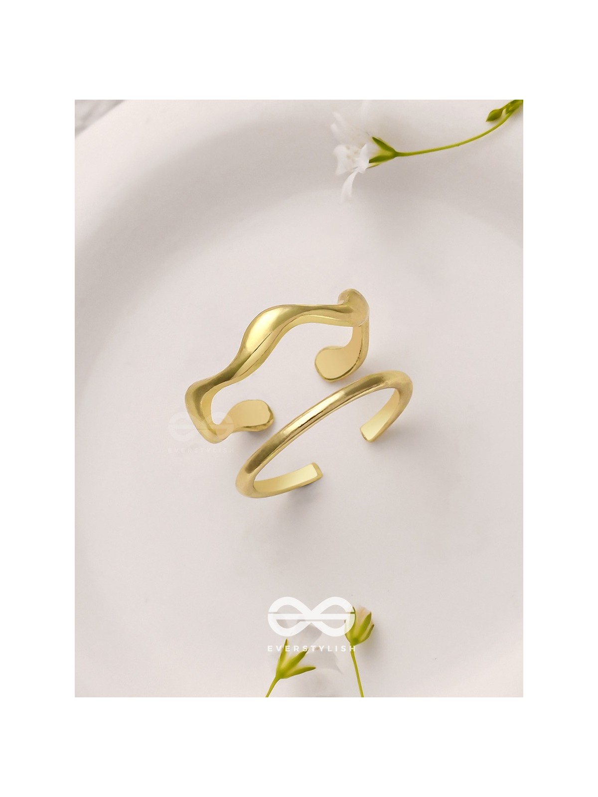 The Sunlit Trails- Golden Set of Two Rings