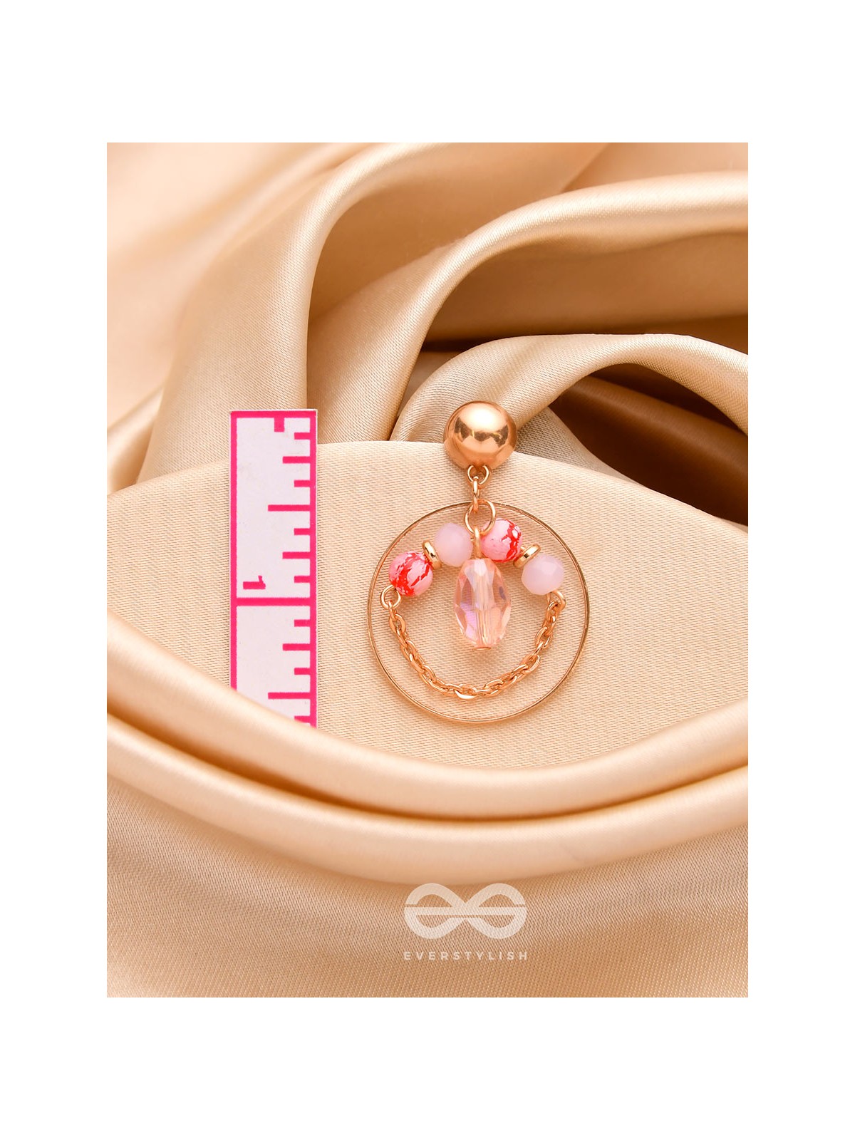 The Pinky Blossom- Golden Embellished Earrings