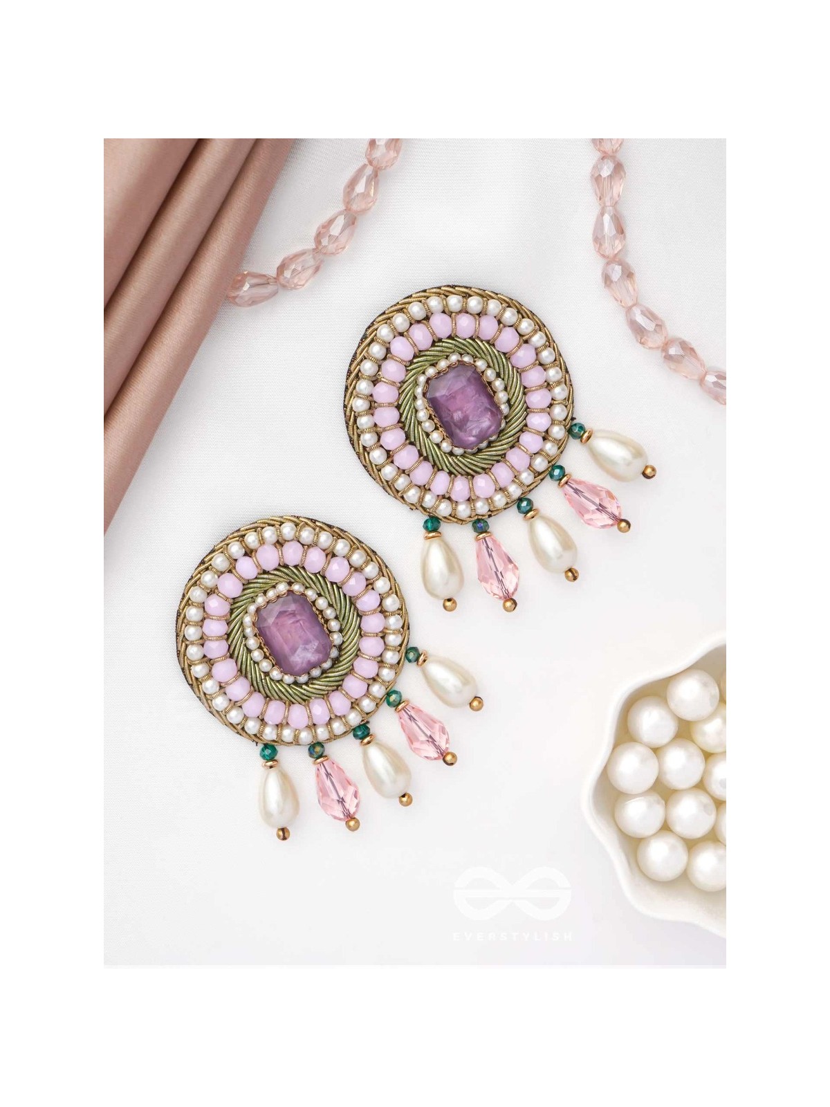 Uditi- The Rising Sun- Pearls & Stones Embroidered Earrings