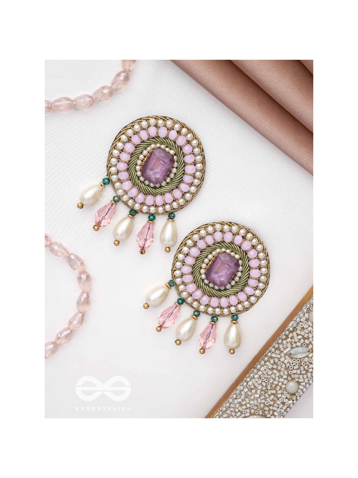 Uditi- The Rising Sun- Pearls & Stones Embroidered Earrings