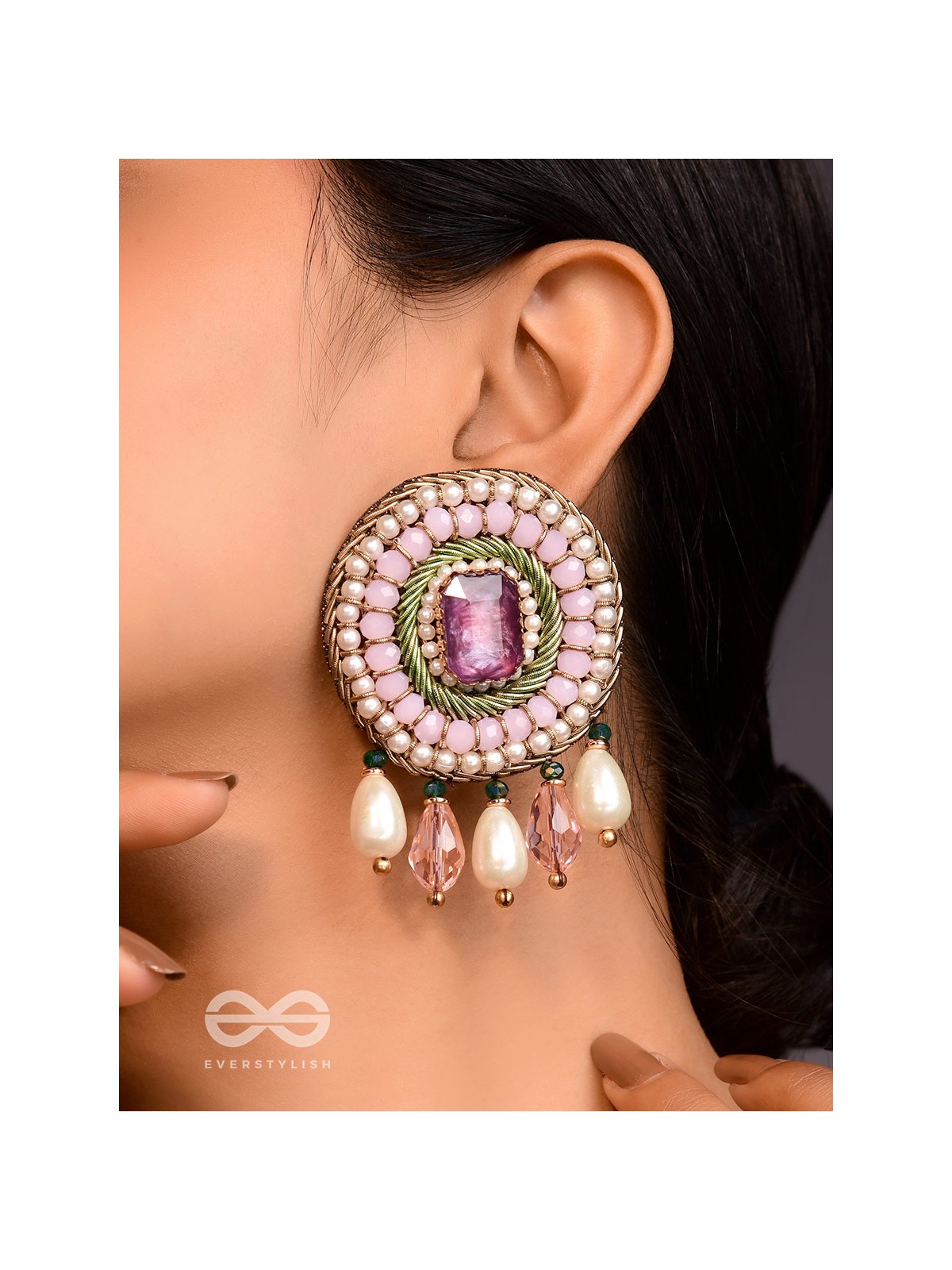 Uditi- The Rising Sun- Pearls & Stones Embroidered Earrings