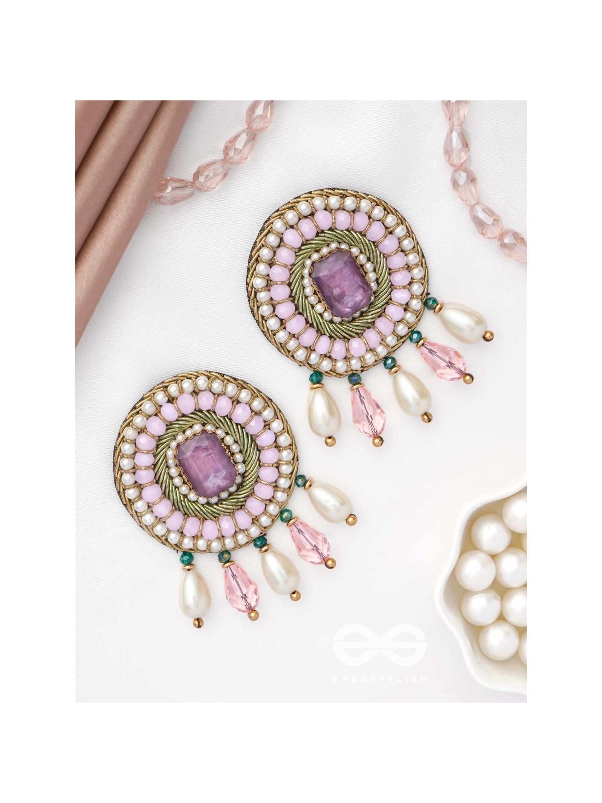 Uditi- The Rising Sun- Pearls & Stones Embroidered Earrings