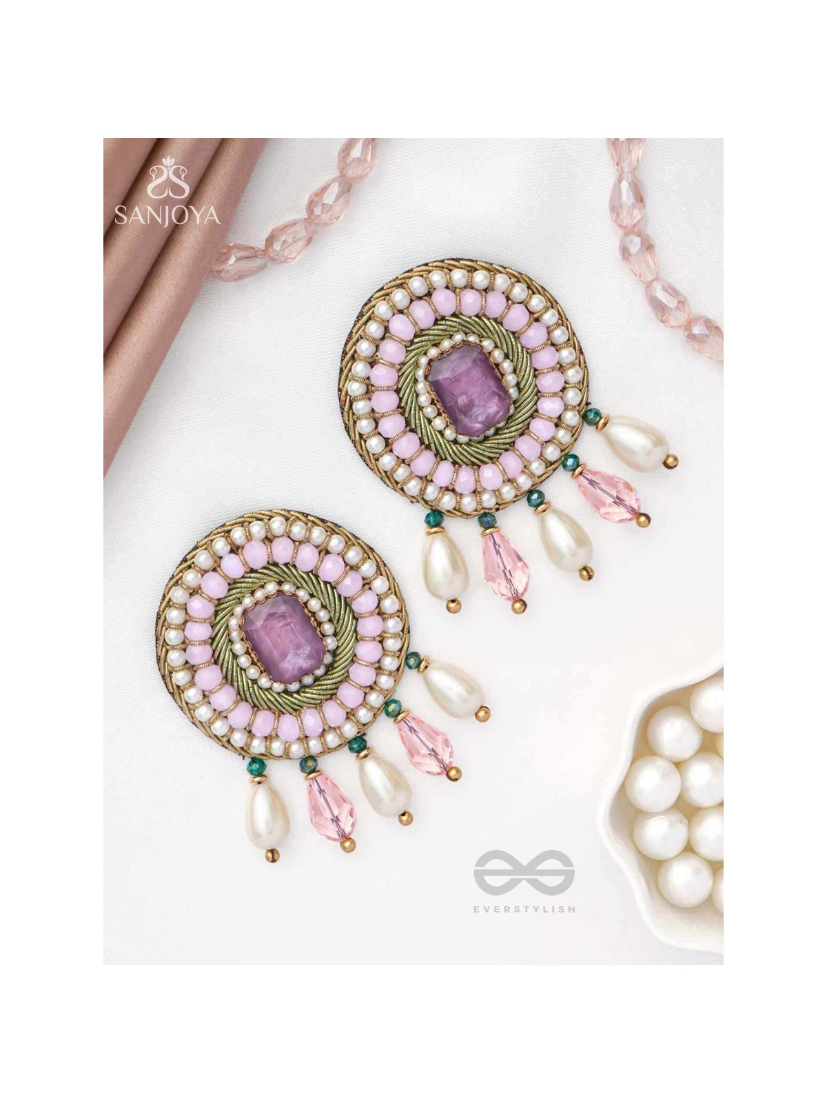 Uditi- The Rising Sun- Pearls & Stones Embroidered Earrings