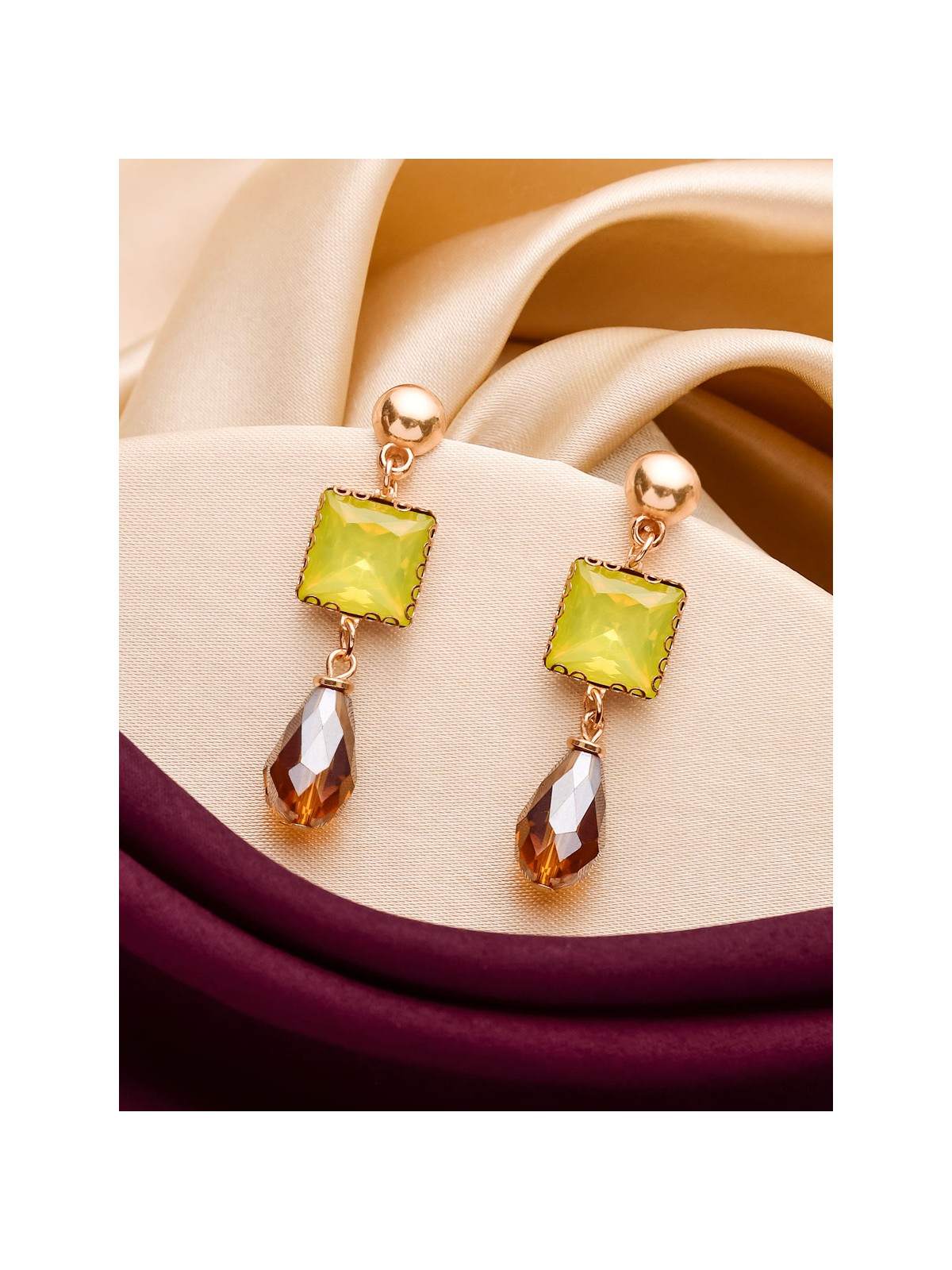 The Dazzling Jade- Golden Embellished Earrings