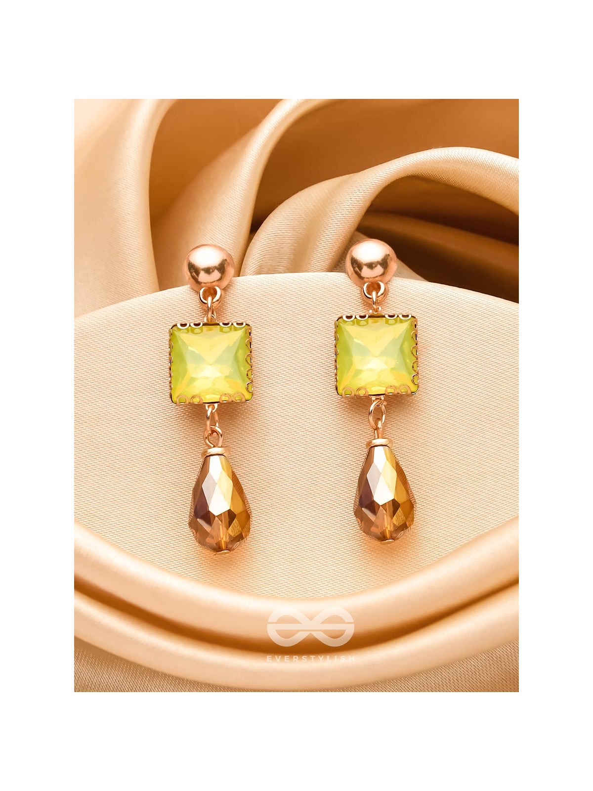 The Dazzling Jade- Golden Embellished Earrings