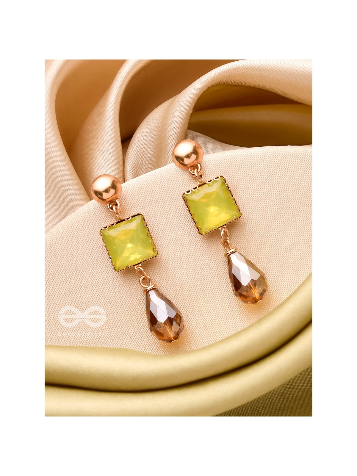 The Dazzling Jade- Golden Embellished Earrings