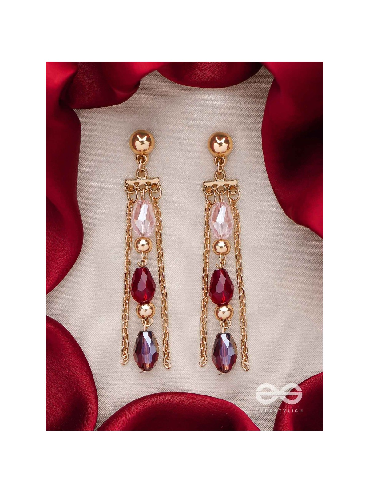 The Sensational String- Golden Embellished Earrings