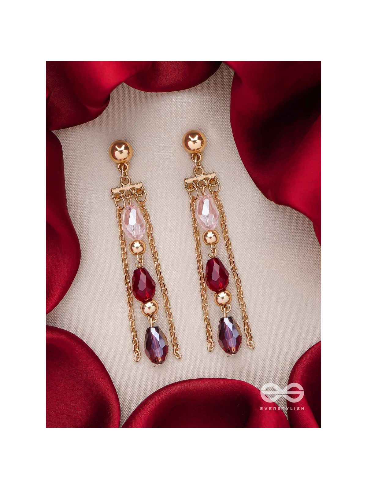 The Sensational String- Golden Embellished Earrings