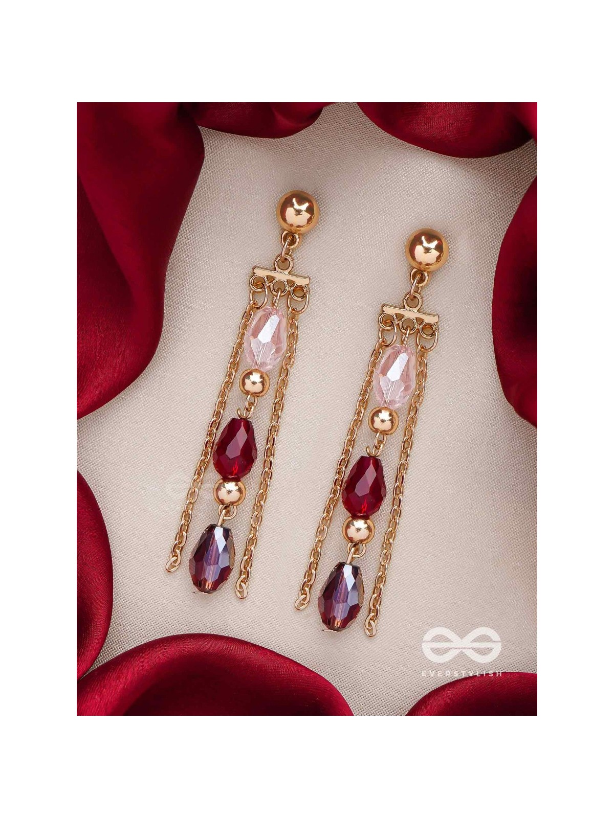 The Sensational String- Golden Embellished Earrings