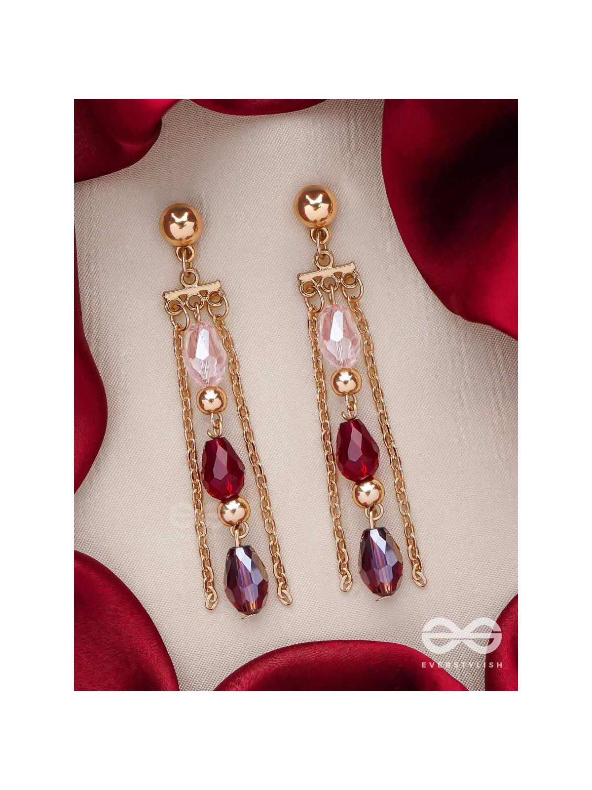 The Sensational String- Golden Embellished Earrings